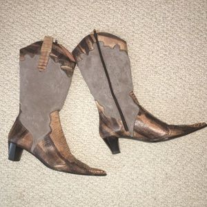 Lamica Pointy Toe Heeled Leather over Textile